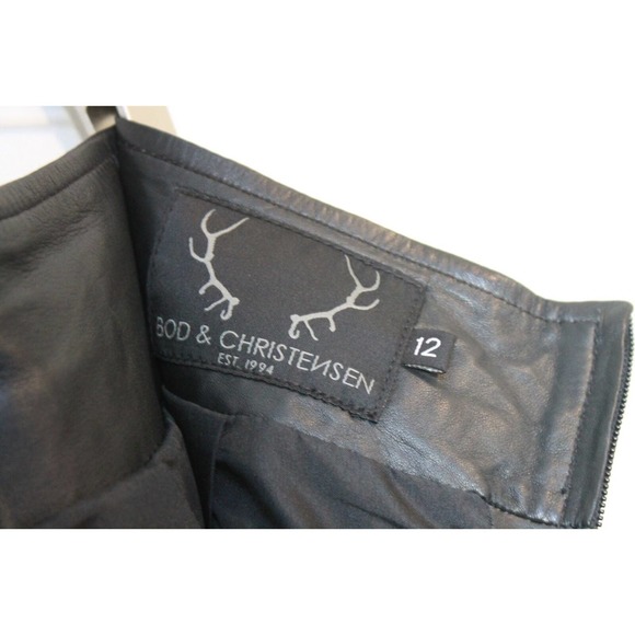 NWT Bod & Christensen Soft Leather Sissy Midi Skirt Black Women's Size 12 H14127 - Picture 8 of 12